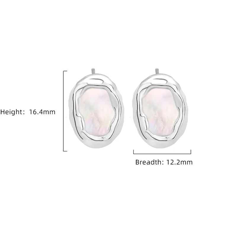 1 Pair Elegant Simple Style Round Plating Inlay Sterling Silver Shell White Gold Plated Ear Studs