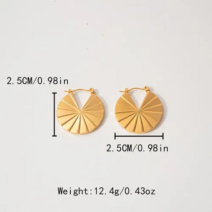 1 Pair Elegant Simple Style Round Plating 304 Stainless Steel Gold Plated Earrings