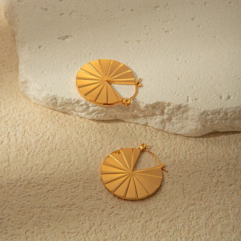 1 Pair Elegant Simple Style Round Plating 304 Stainless Steel Gold Plated Earrings