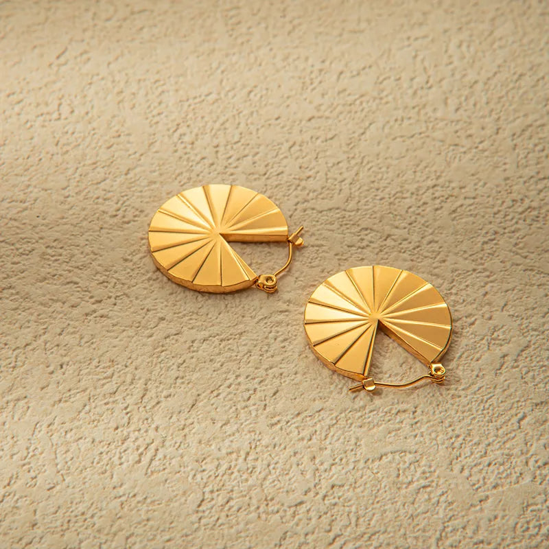 1 Pair Elegant Simple Style Round Plating 304 Stainless Steel Gold Plated Earrings