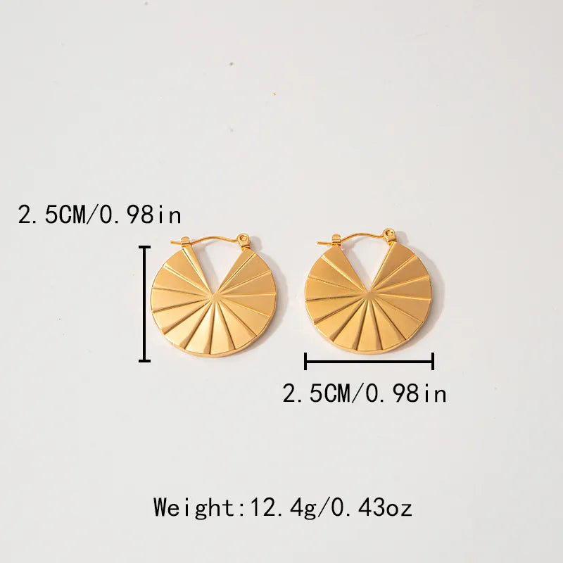 1 Pair Elegant Simple Style Round Plating 304 Stainless Steel Gold Plated Earrings