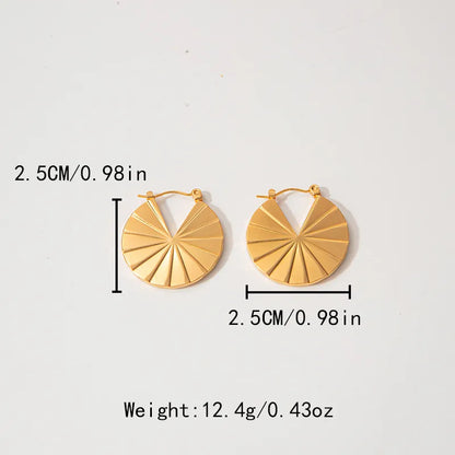 1 Pair Elegant Simple Style Round Plating 304 Stainless Steel Gold Plated Earrings