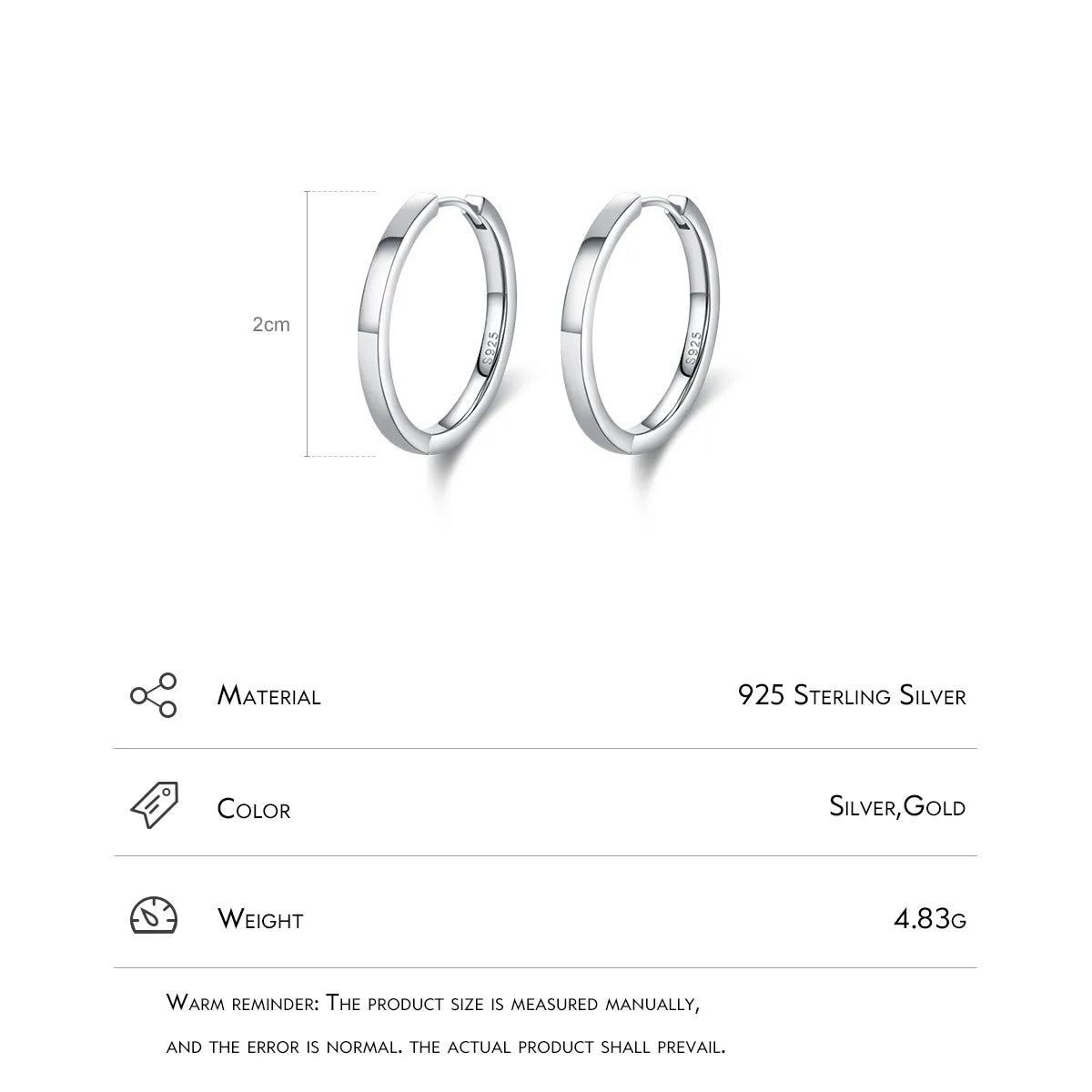 1 Pair Elegant Simple Style Round Plating Sterling Silver 14k Gold Plated Rhodium Plated Earrings