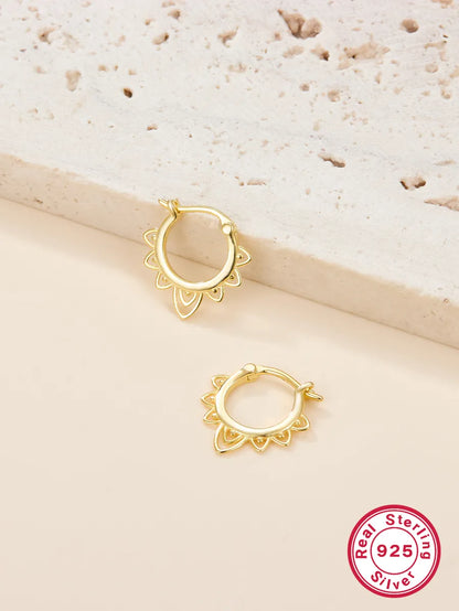 1 Pair Elegant Simple Style Round Plating Sterling Silver 18k Gold Plated White Gold Plated Earrings