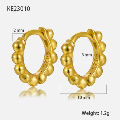 1 Pair Elegant Simple Style Round Plating Sterling Silver 18k Gold Plated White Gold Plated Earrings