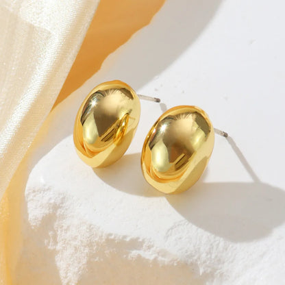 1 Pair Elegant Simple Style Semicircle Plating Alloy 18k Gold Plated White Gold Plated Ear Studs