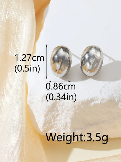 1 Pair Elegant Simple Style Semicircle Plating Alloy 18k Gold Plated White Gold Plated Ear Studs