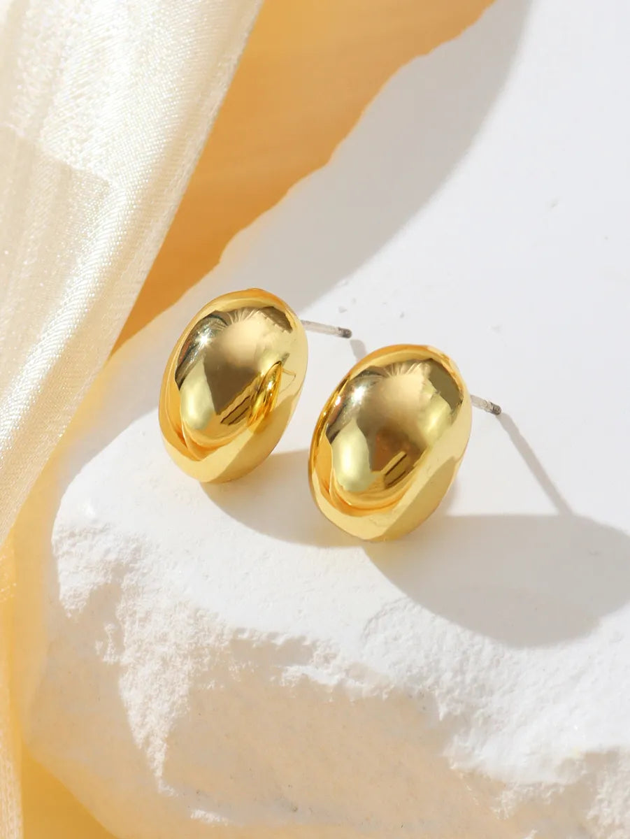 1 Pair Elegant Simple Style Semicircle Plating Alloy 18k Gold Plated White Gold Plated Ear Studs