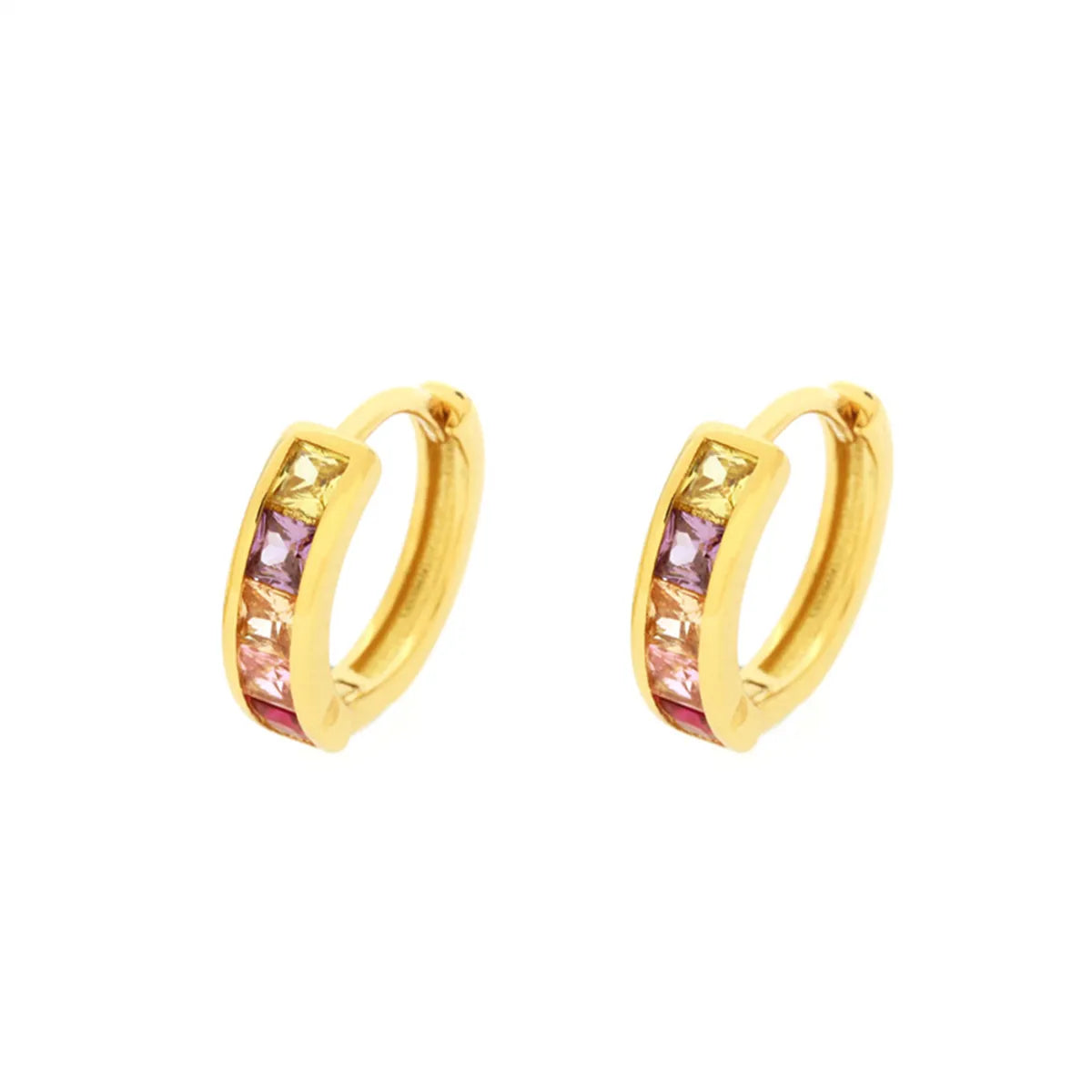 1 Pair Elegant Simple Style Shiny Circle Square Plating Inlay Copper Zircon 18k Gold Plated Earrings