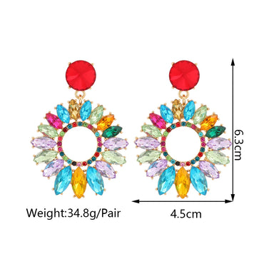 1 Pair Elegant Simple Style Shiny Round Plating Hollow Out Inlay Zinc Alloy Rhinestones Drop Earrings