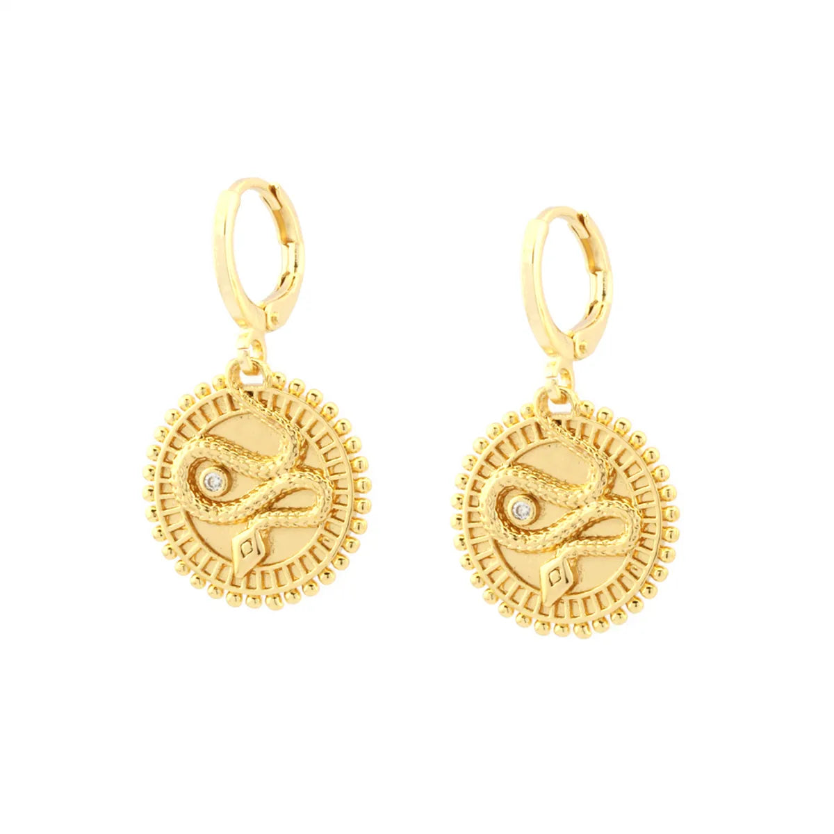 1 Pair Elegant Simple Style Snake Plating Inlay Copper Zircon 18k Gold Plated Drop Earrings