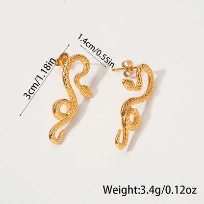 1 Pair Elegant Simple Style Snake Plating Stainless Steel Gold Plated Ear Studs