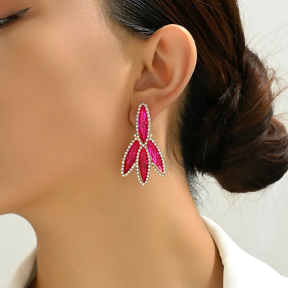 1 Pair Elegant Simple Style Solid Color Geometric Inlay Alloy Glass Drop Earrings