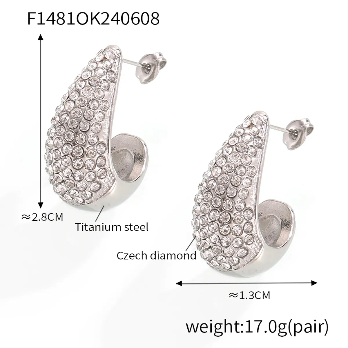 1 Pair Elegant Simple Style Solid Color Plating Inlay 304 Stainless Steel Rhinestones 18K Gold Plated Ear Studs