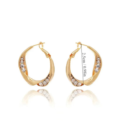 1 Pair Elegant Simple Style Solid Color Plating Inlay Alloy Rhinestones Silver Plated Earrings