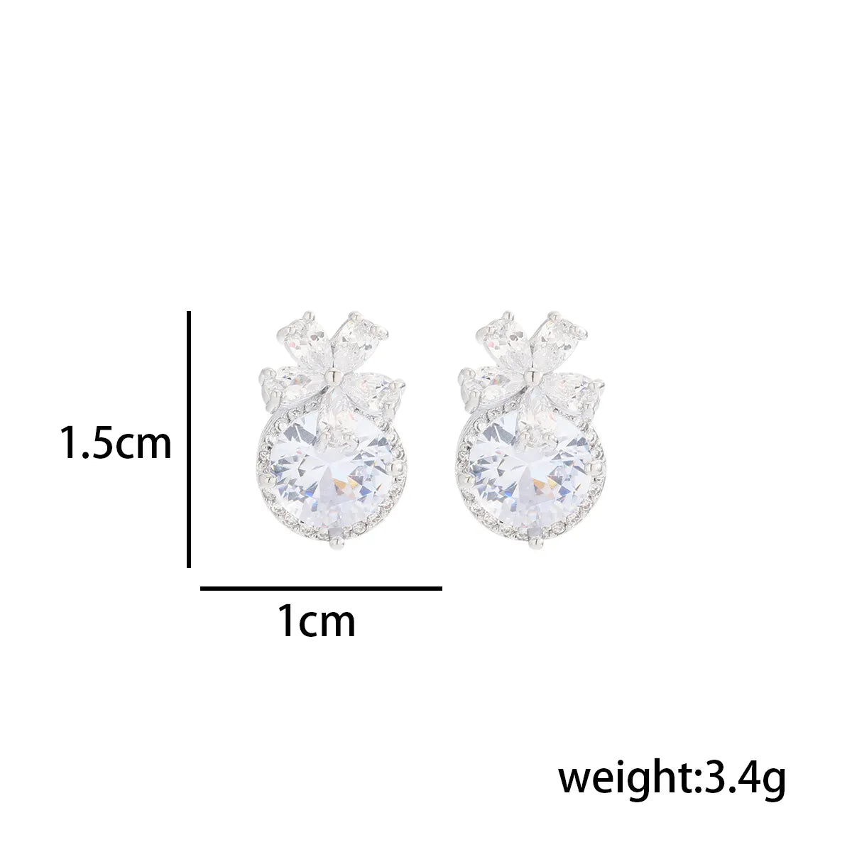 1 Pair Elegant Simple Style Solid Color Plating Inlay Copper Zircon 14K Gold Plated Ear Studs