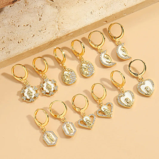 1 Pair Elegant Simple Style Solid Color Plating Inlay Copper Zircon 14K Gold Plated Earrings