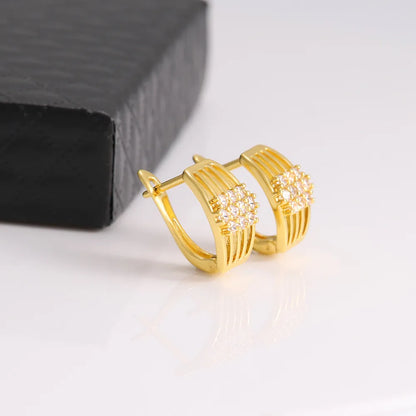 1 Pair Elegant Simple Style Solid Color Plating Inlay Copper Zircon 18K Gold Plated Ear Studs