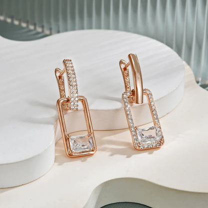 1 Pair Elegant Simple Style Solid Color Plating Inlay Copper Zircon K Gold Plated Drop Earrings