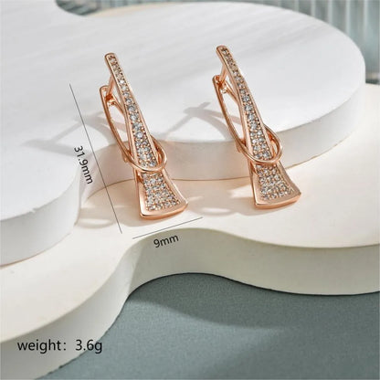 1 Pair Elegant Simple Style Solid Color Plating Inlay Copper Zircon K Gold Plated Drop Earrings