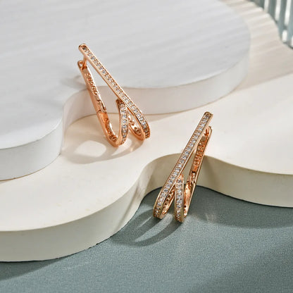 1 Pair Elegant Simple Style Solid Color Plating Inlay Copper Zircon K Gold Plated Drop Earrings