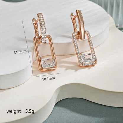 1 Pair Elegant Simple Style Solid Color Plating Inlay Copper Zircon K Gold Plated Drop Earrings