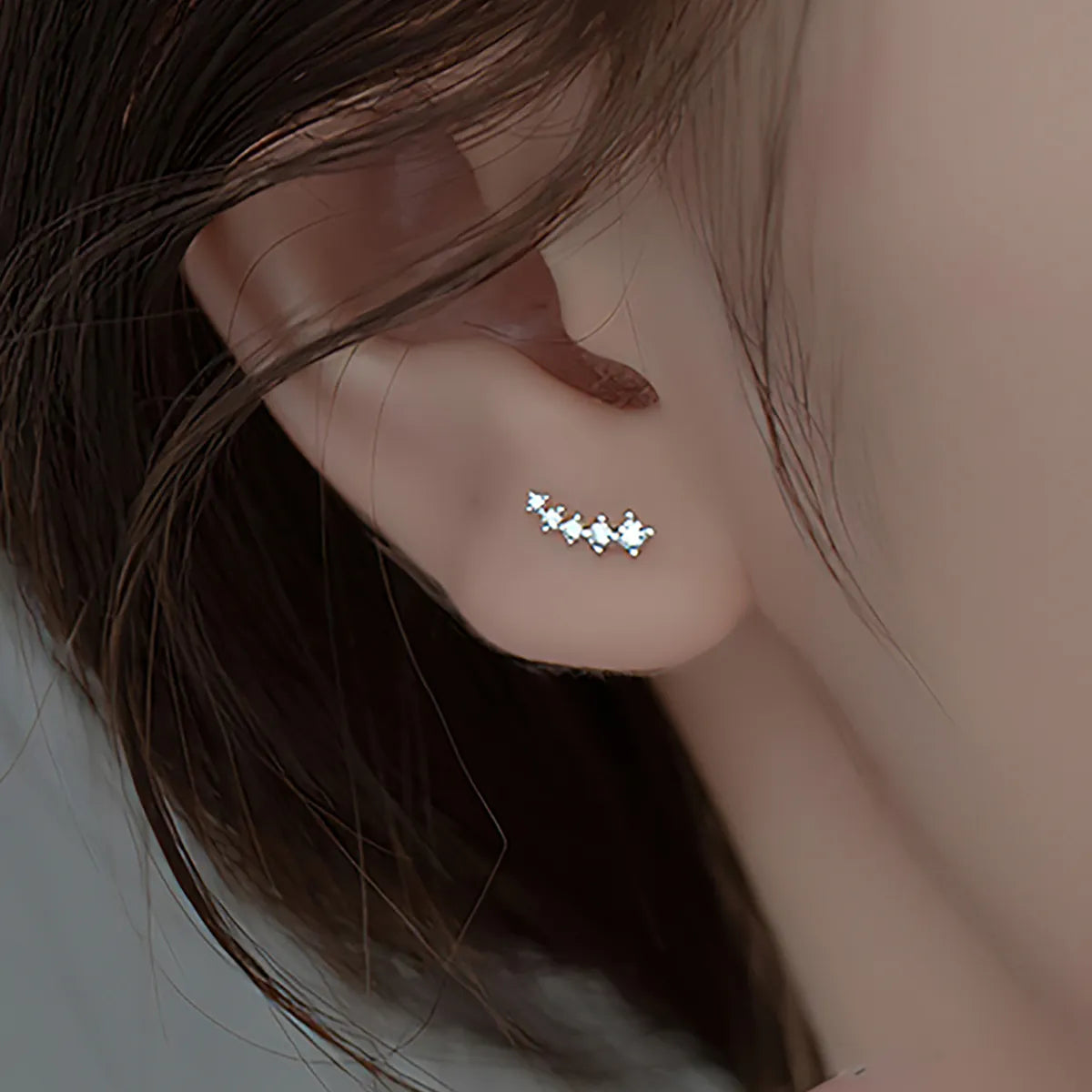 1 Pair Elegant Simple Style Solid Color Plating Inlay Sterling Silver Zircon Ear Studs