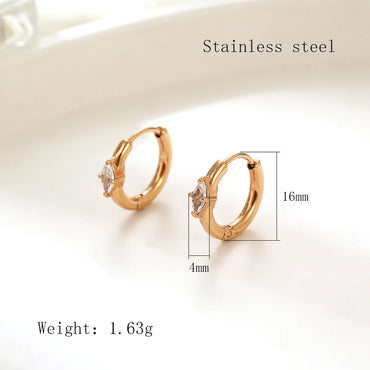 1 Pair Elegant Simple Style Solid Color Polishing Plating Inlay Stainless Steel Zircon Rose Gold Plated Earrings