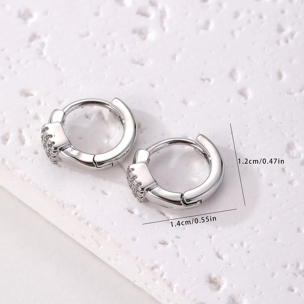 1 Pair Elegant Simple Style Square Copper Zircon White Gold Plated Hoop Earrings