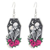 1 Pair Elegant Simple Style Streetwear Cartoon Character Floral Skull Stoving Varnish Arylic Drop Earrings