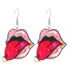 1 Pair Elegant Simple Style Streetwear Cartoon Character Floral Skull Stoving Varnish Arylic Drop Earrings