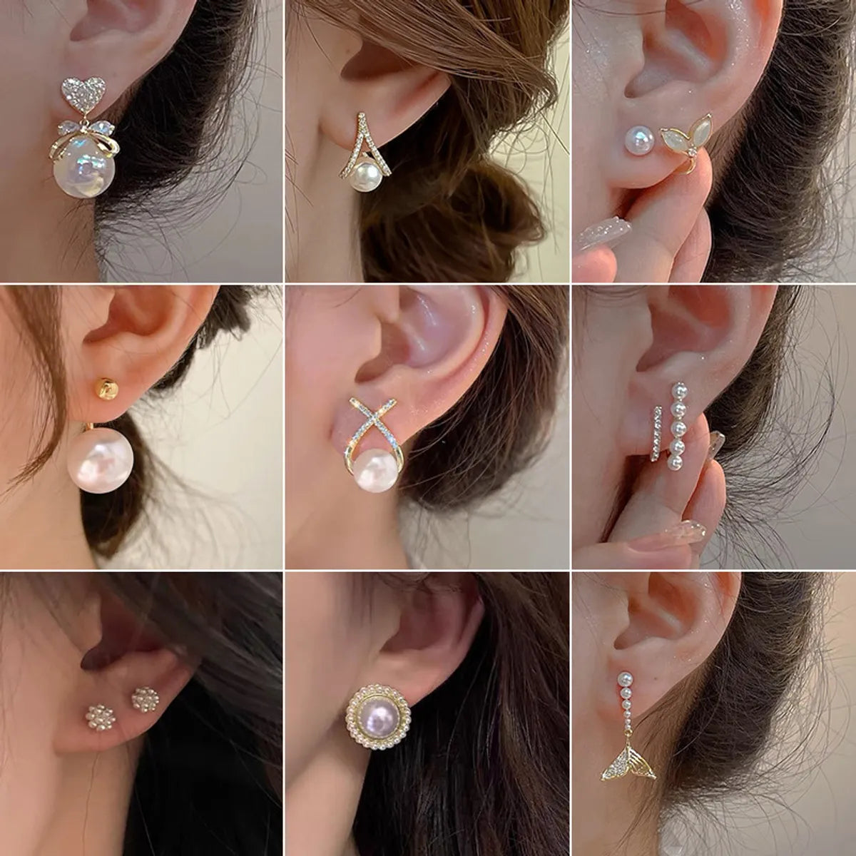 1 Pair Elegant Simple Style Streetwear Flower Bow Knot Plating Inlay Alloy Artificial Pearls Zircon Ear Studs