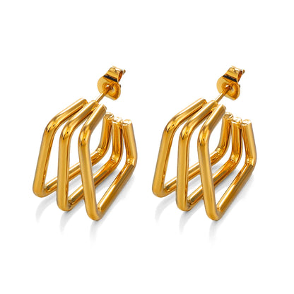 1 Pair Elegant Simple Style Streetwear Lines Plating Stainless Steel 18k Gold Plated Earrings