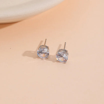 1 Pair Elegant Simple Style Streetwear Oval Inlay Copper Zircon White  Ear Studs