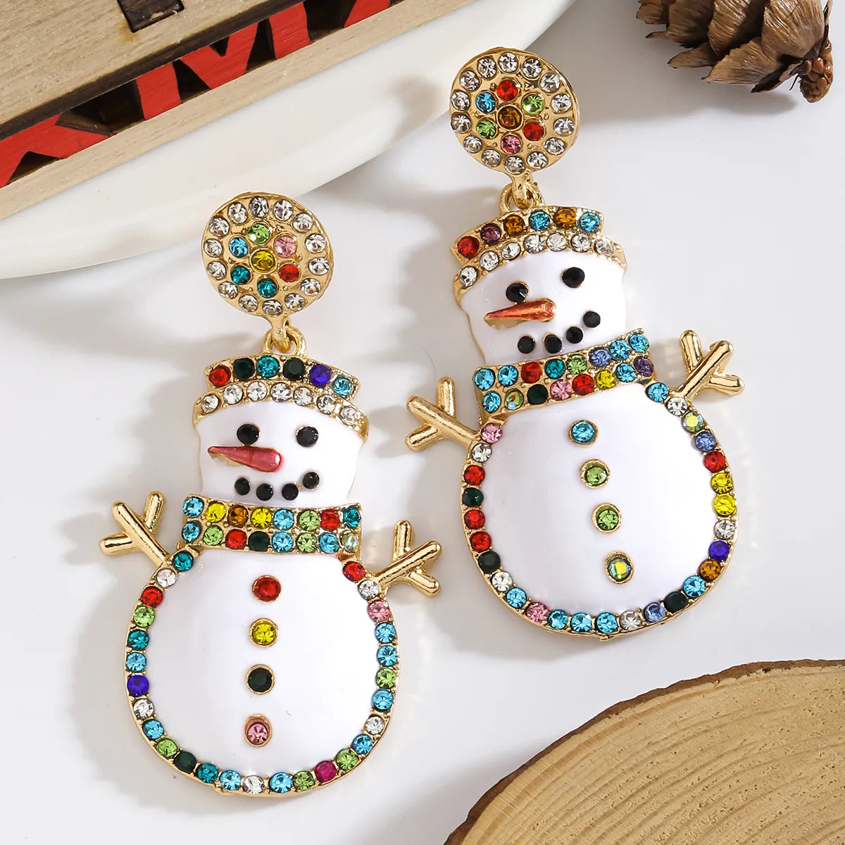 1 Pair Elegant Simple Style Streetwear Snowman Zinc Alloy Drop Earrings