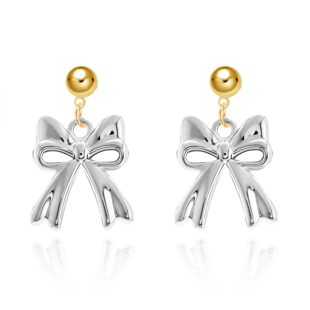 1 Pair Elegant Simple Style Streetwear Star Water Droplets Bow Knot Plating Alloy Ear Studs