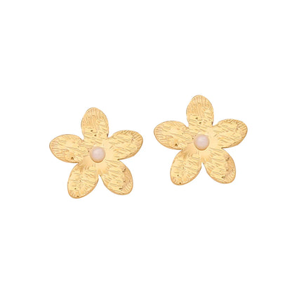 1 Pair Elegant Simple Style Sunflower Flower Plating 304 Stainless Steel 18K Gold Plated Ear Studs