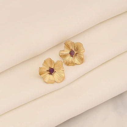 1 Pair Elegant Simple Style Sunflower Flower Plating 304 Stainless Steel 18K Gold Plated Ear Studs