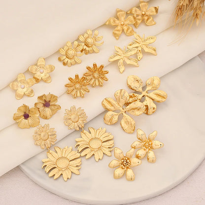 1 Pair Elegant Simple Style Sunflower Flower Plating 304 Stainless Steel 18K Gold Plated Ear Studs