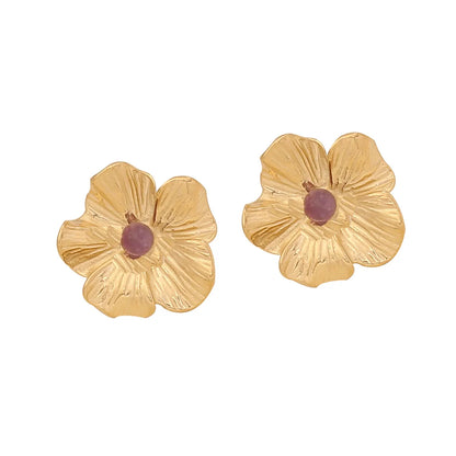 1 Pair Elegant Simple Style Sunflower Flower Plating 304 Stainless Steel 18K Gold Plated Ear Studs