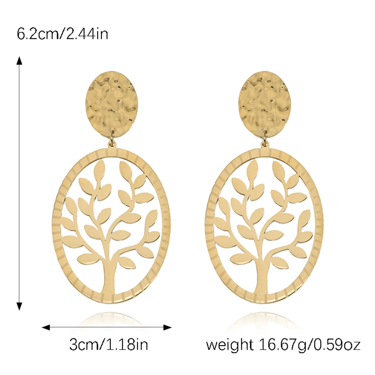 1 Pair Elegant Simple Style Tree Butterfly Polishing Plating Stainless Steel Silver Plated Drop Earrings