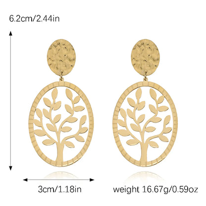 1 Pair Elegant Simple Style Tree Butterfly Polishing Plating Stainless Steel Silver Plated Drop Earrings