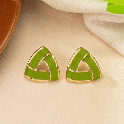 1 Pair Elegant Simple Style Triangle Enamel Plating Alloy Ear Studs