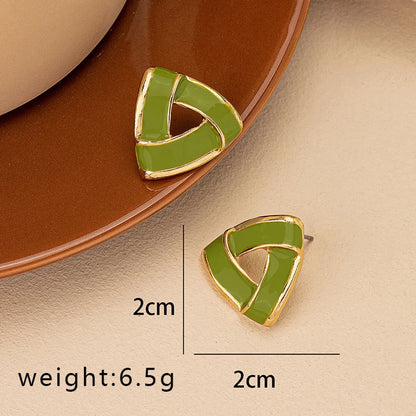 1 Pair Elegant Simple Style Triangle Enamel Plating Alloy Ear Studs