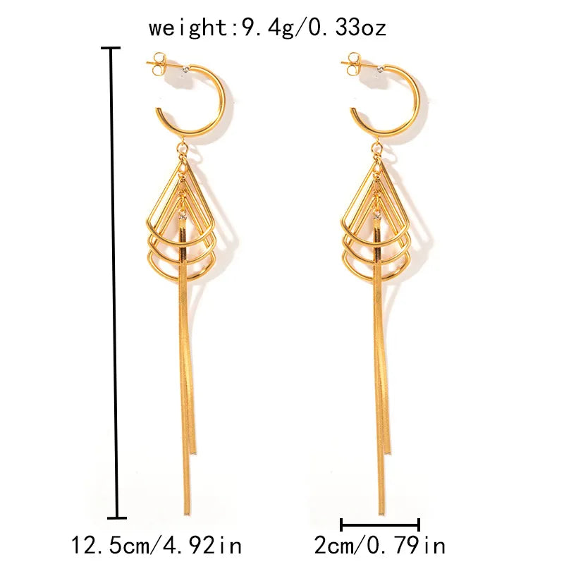 1 Pair Elegant Simple Style Triangle Plating 304 Stainless Steel 14K Gold Plated Drop Earrings