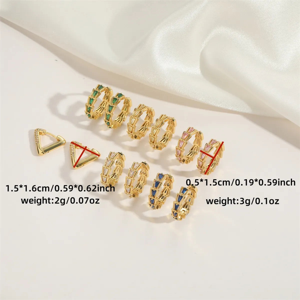 1 Pair Elegant Simple Style Triangle Plating Inlay Copper Zircon 14K Gold Plated Earrings