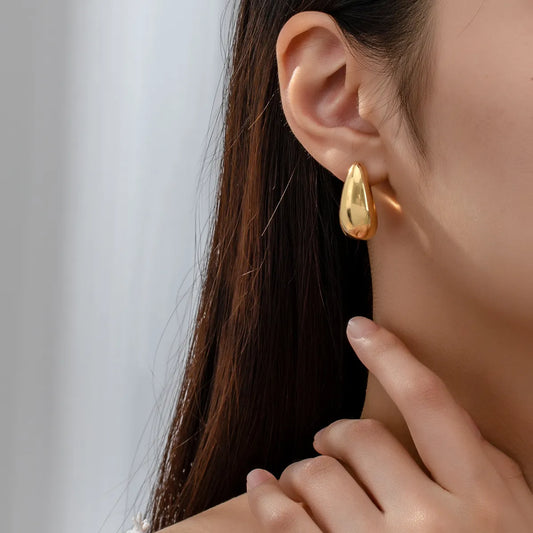 1 Pair Elegant Simple Style Water Droplets Arylic 14K Gold Plated Ear Studs