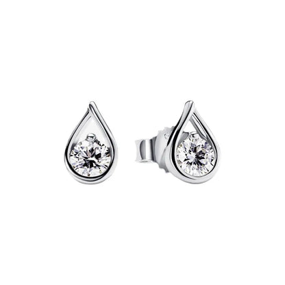 1 Pair Elegant Simple Style Water Droplets Heart Shape Plating Sterling Silver Zircon Ear Studs