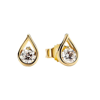 1 Pair Elegant Simple Style Water Droplets Heart Shape Plating Sterling Silver Zircon Ear Studs