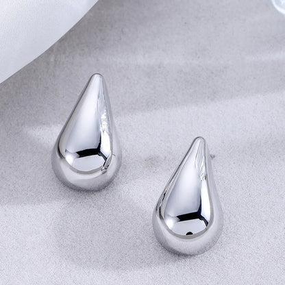 1 Pair Elegant Simple Style Water Droplets Plating Alloy Ear Studs